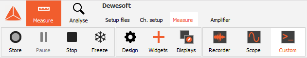 DewesoftX: recorder, scope and custom display screen toolbar icons DewesoftX: recorder, scope and custom display screen toolbar icons