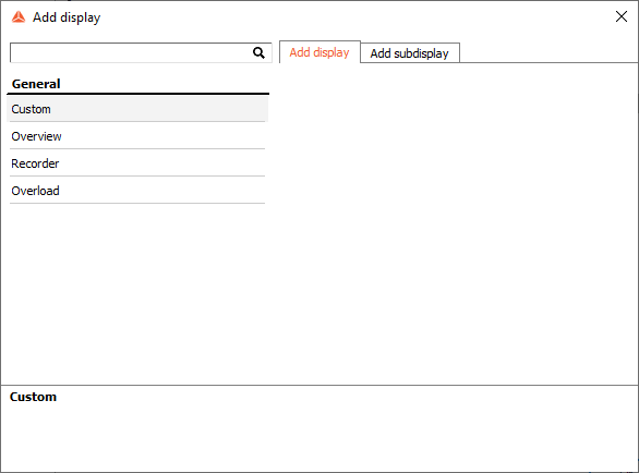 List of standard displays names in DewesoftX List of standard displays names in DewesoftX