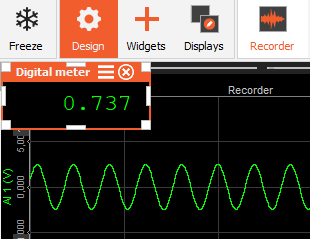 Newly added digital meter display widget in DewesoftX Newly added digital meter display widget in DewesoftX