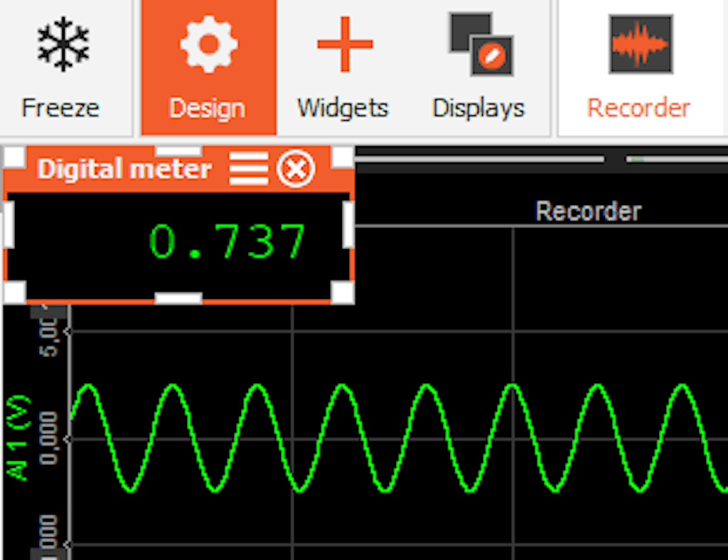 Newly added digital meter display widget in DewesoftX