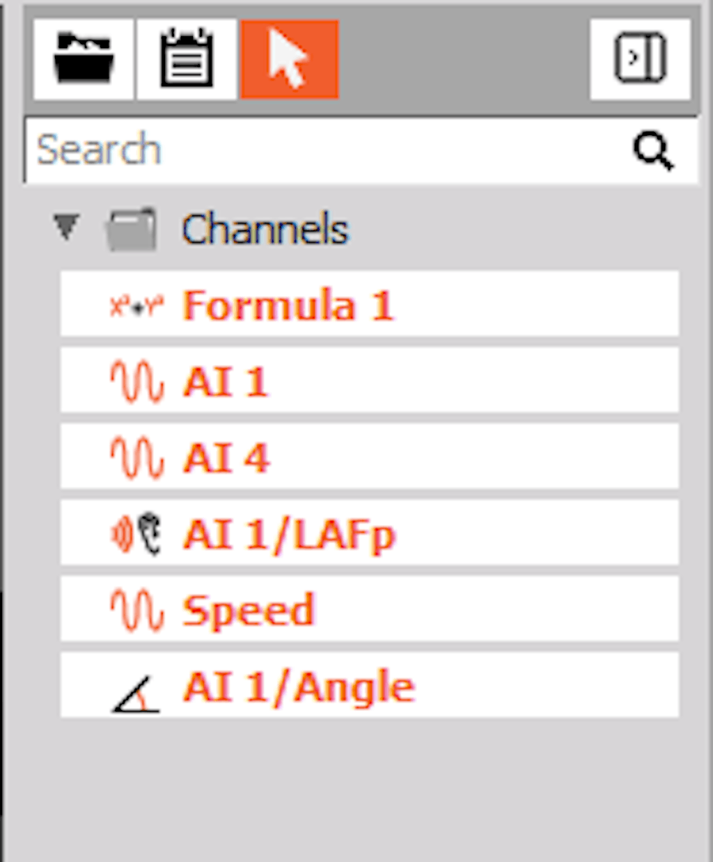 All curently selected channels on the DewesoftX display widget
