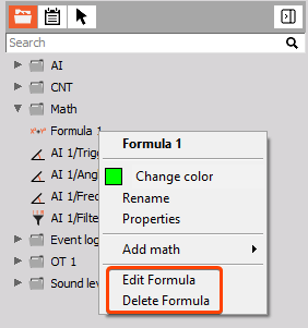 DewesoftX channel selector: Edit or Delete match channel actions DewesoftX channel selector: Edit or Delete match channel actions