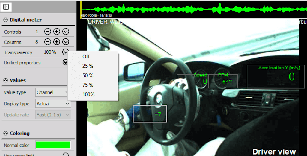 Display widget transperency setting in DewesoftX