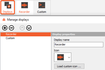 Manage displays icon in DewesoftX Manage displays icon in DewesoftX