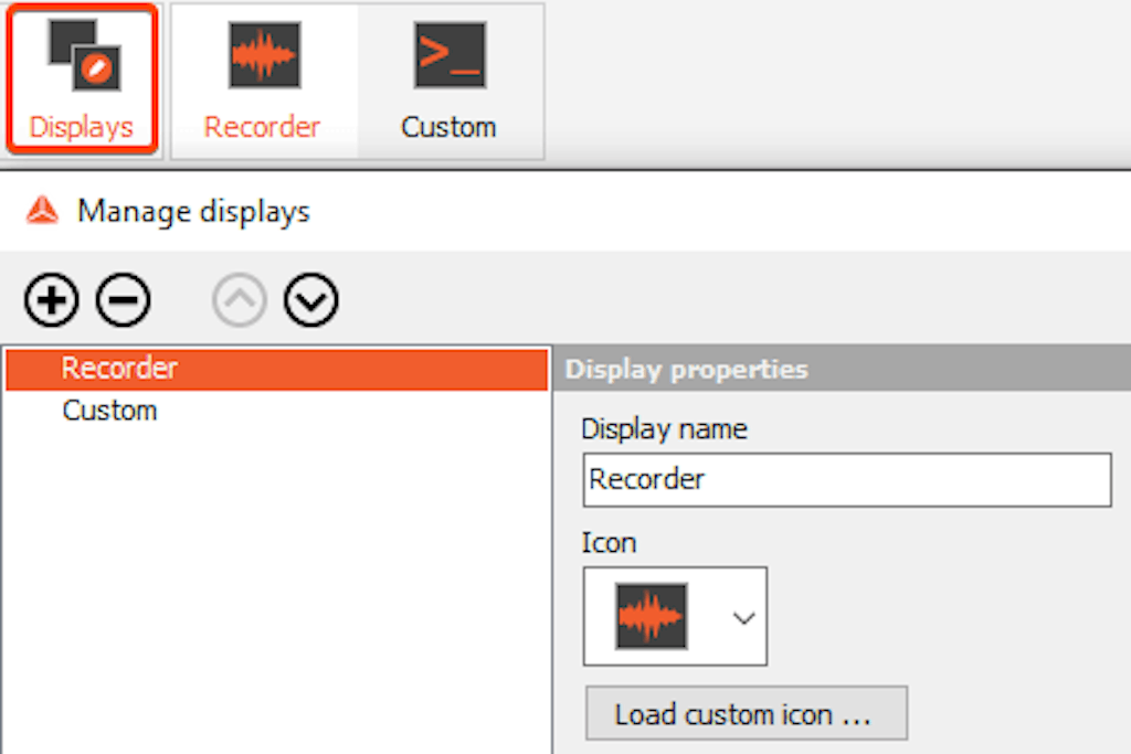 Manage displays icon in DewesoftX