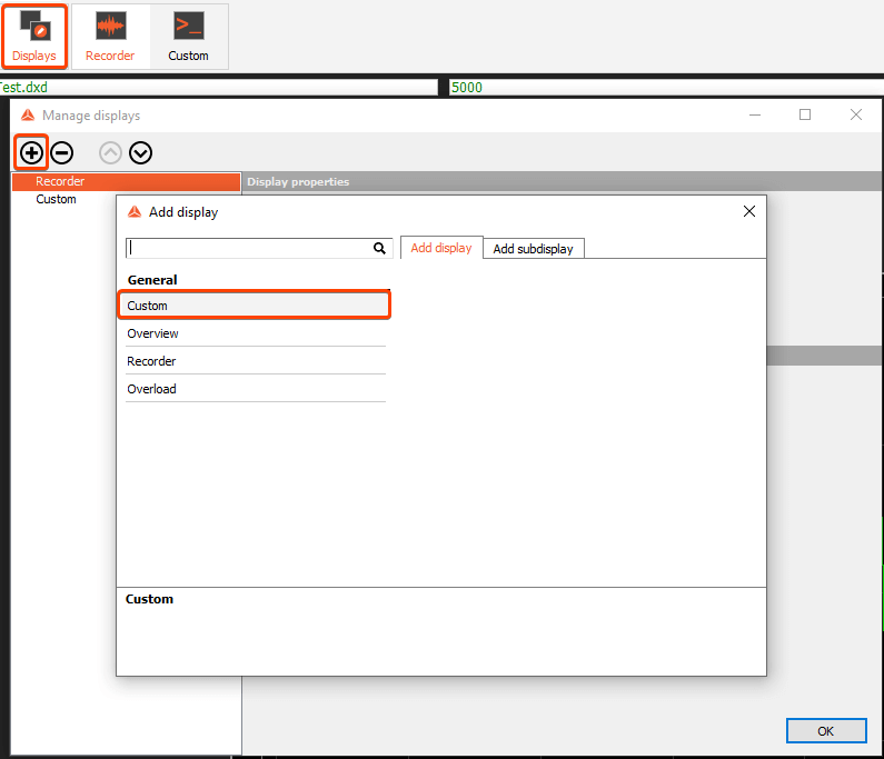 Standard visual display templates list in DewesoftX Standard visual display templates list in DewesoftX