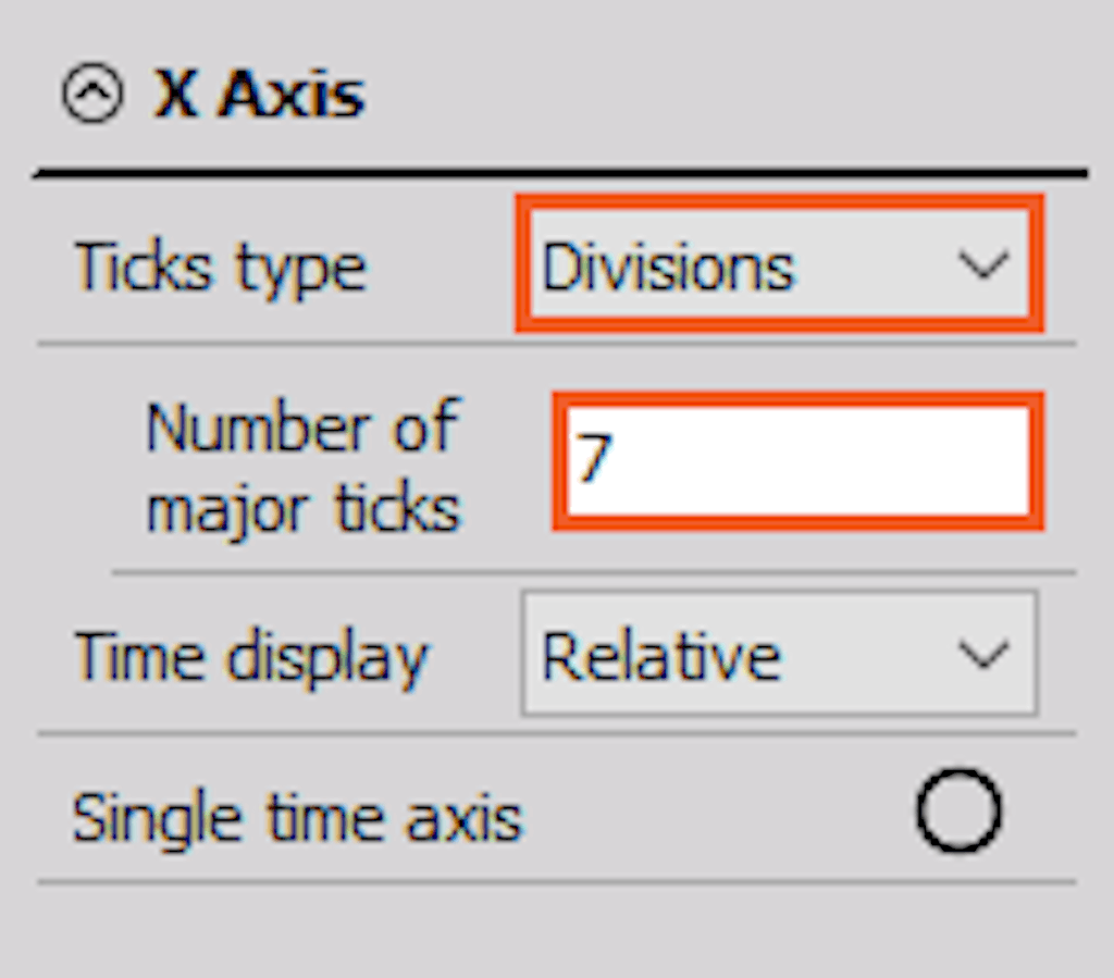DewesoftX edit grid resolution by defining the number of ticks 