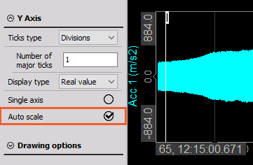 Enabling auto scale option on DewesoftX display widget Enabling auto scale option on DewesoftX display widget