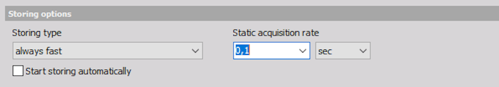 DewesoftX static acquisition rate
