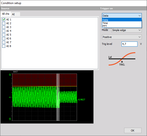DewesoftX condition setup DewesoftX condition setup