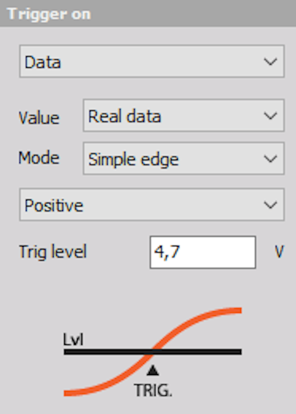 DewesoftX trigger on positive simple edge