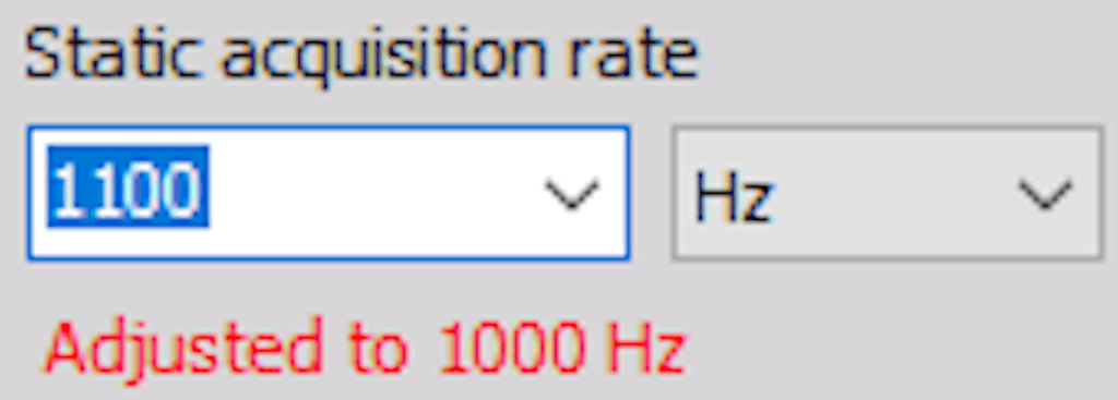 DewesoftX adjusted static acquisition rate