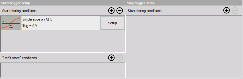 DewesoftX simple edge start storing condition for the first AI channel DewesoftX simple edge start storing condition for the first AI channel