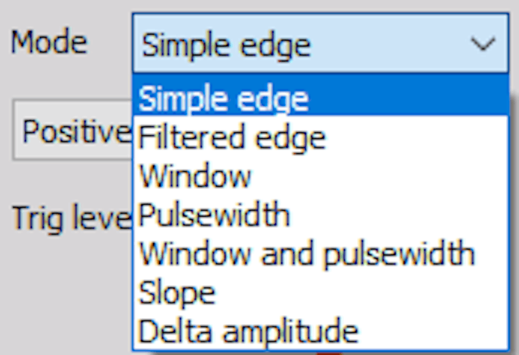 DewesoftX condition setup trigger data mode