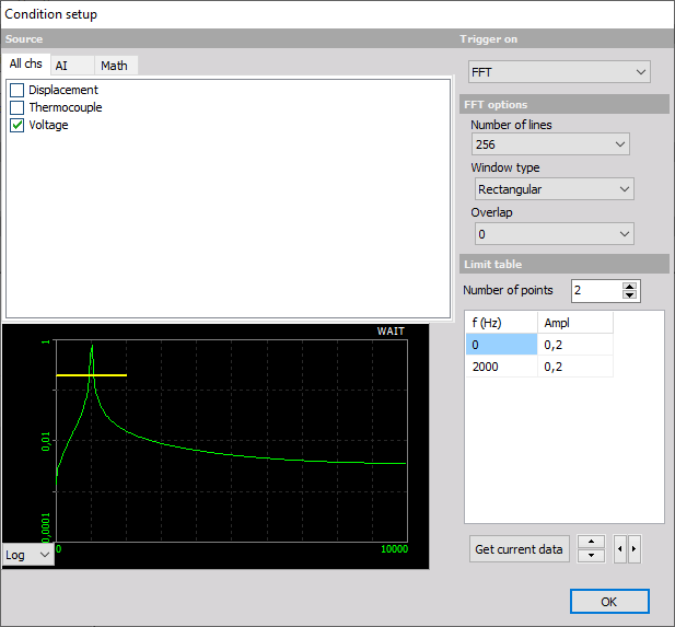 DewesoftX condition setup FFT DewesoftX condition setup FFT