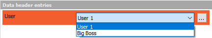 DewesoftX data header selection dropdown menu DewesoftX data header selection dropdown menu