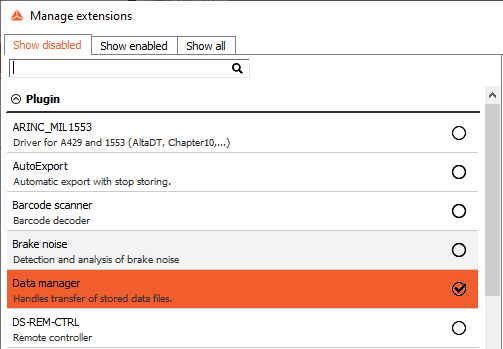 DewesoftX adding the Data manager plugin DewesoftX adding the Data manager plugin