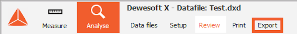 DewesoftX export tab