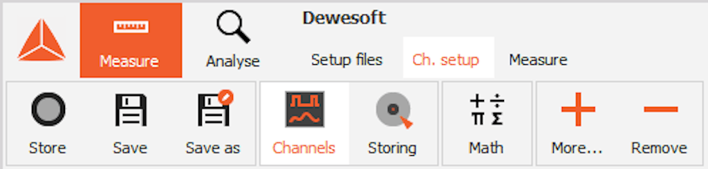 DewesoftX preview all used channels in measurement setup