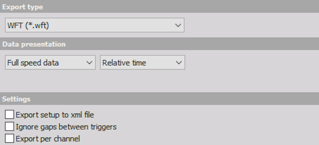 DewesoftX Nicolet file export options