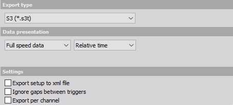 DewesoftX S3 file export options DewesoftX S3 file export options