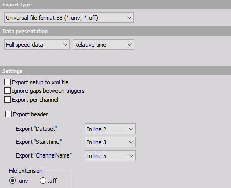 DewesoftX universal file format export options DewesoftX universal file format export options