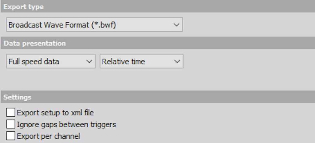 DewesoftX broadcast wave format file format