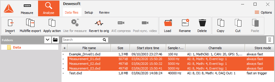 DewesoftX multifile export DewesoftX multifile export
