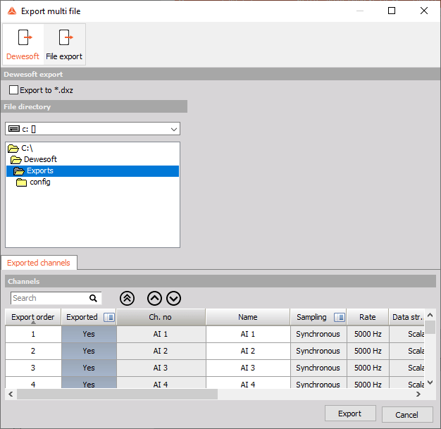 DewesoftX multi export DewesoftX multi export