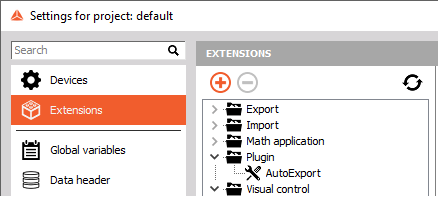 DewesoftX add auto export plugin DewesoftX add auto export plugin