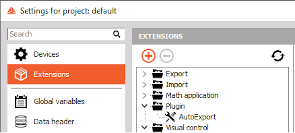 DewesoftX add auto export plugin