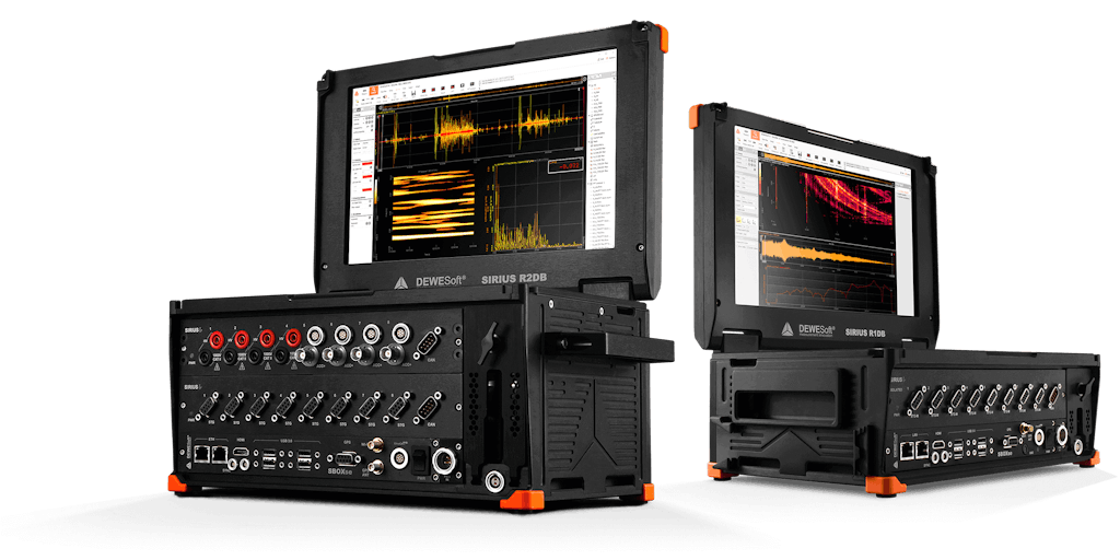 Die tragbaren Datenerfassungssysteme R1DB und R2DB von Dewesoft mit analogen und digitalen Eingängen