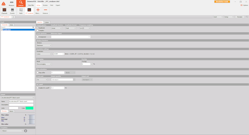 DewesoftX FFT analyzer setup