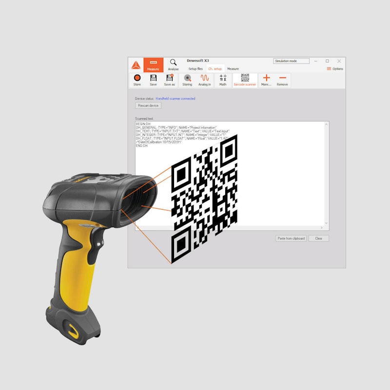 DewesoftX barcode scanner