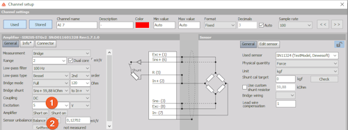 DewesoftX wiring schematics in channel setup