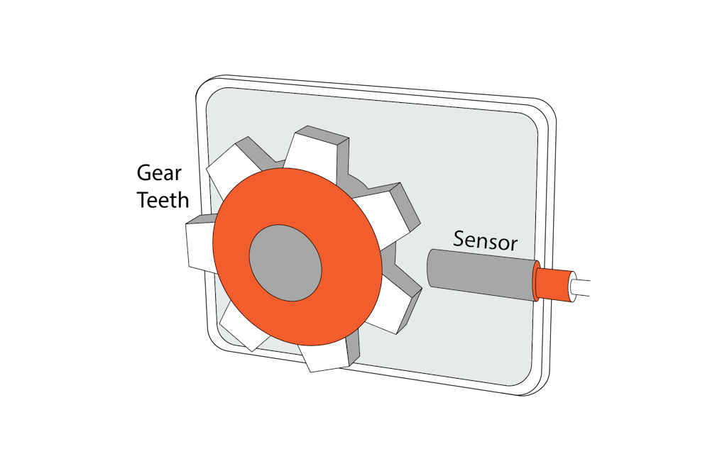 Gear tooth with proximity sensor