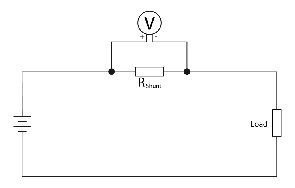 Conexión típica de medición de corriente en derivación