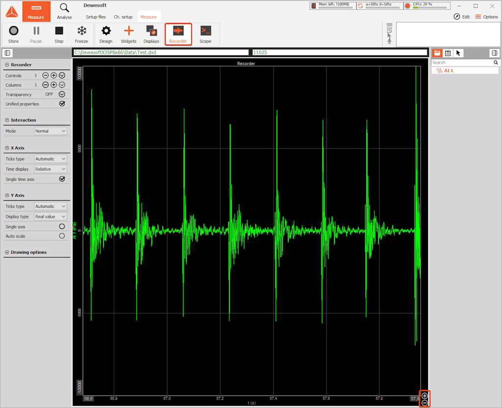Data shown in recorder Data shown in recorder