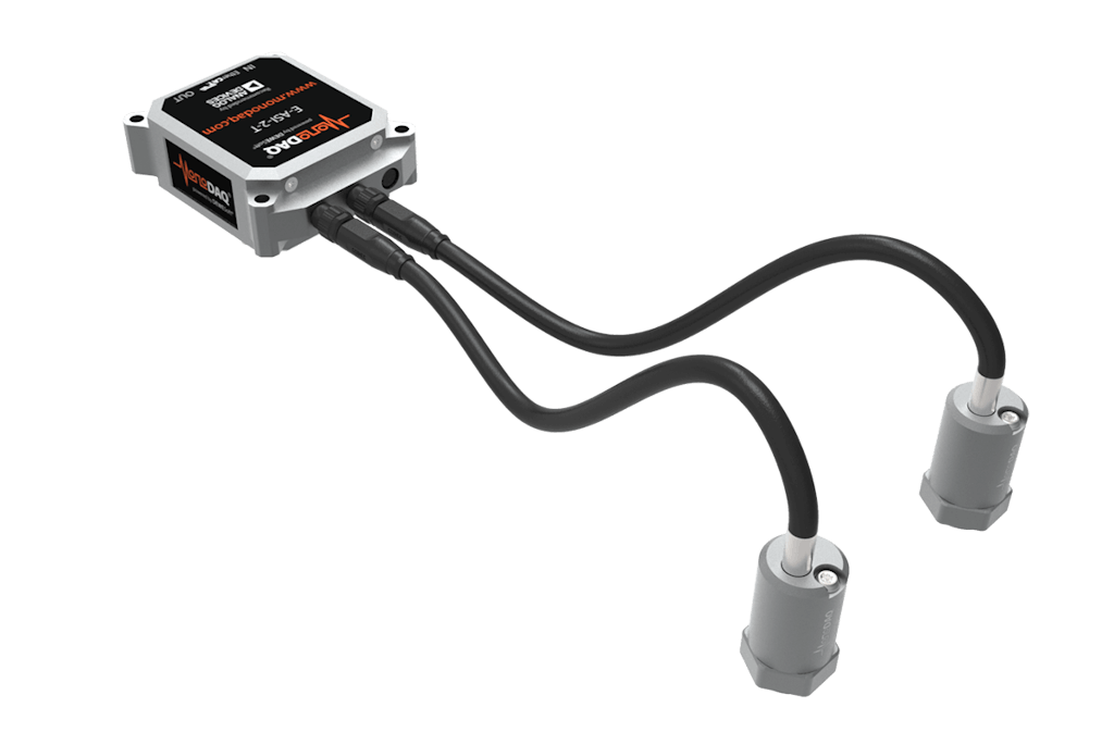 Módulo de adquisición de datos de un solo canal permanente con una sonda de sensor de temperatura y vibración