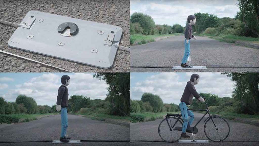 Pedestrian and bicycle ADAS soft targets with a guided moving platform