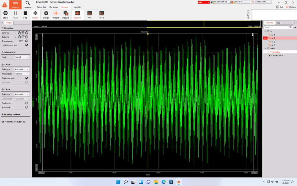 A recording of a complex waveform