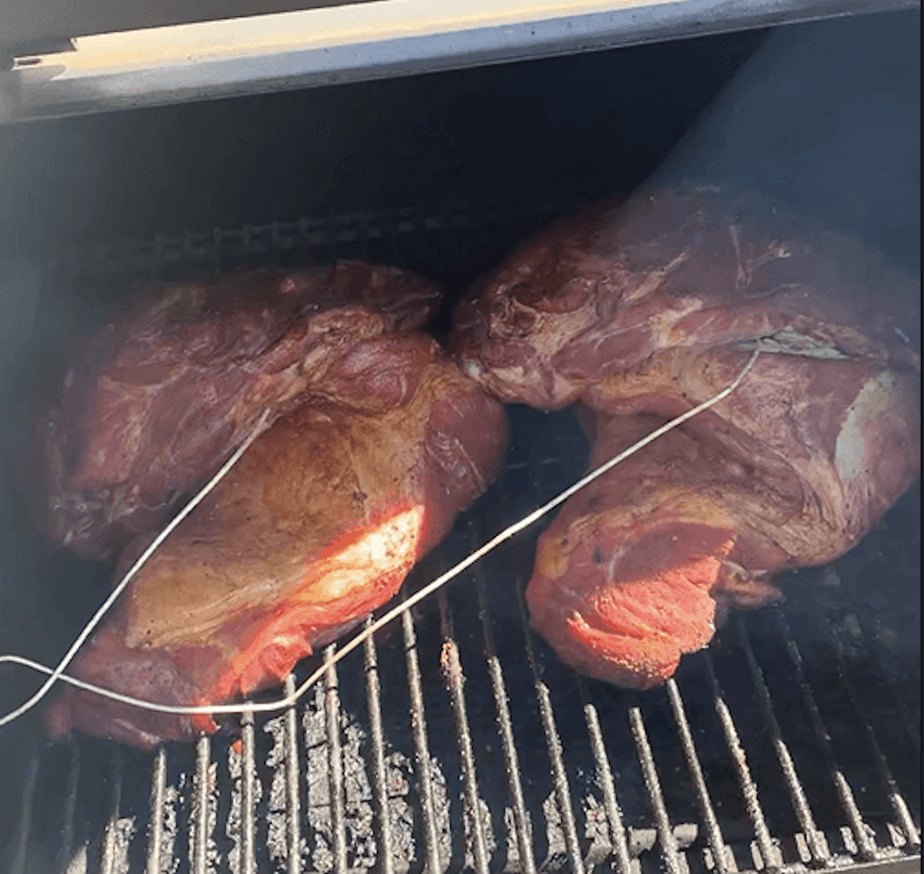 Figura 1. Varios cortes de carne están equipados con sensores de temperatura que envían sus temperaturas internas al sistema DAQ de Dewesoft.