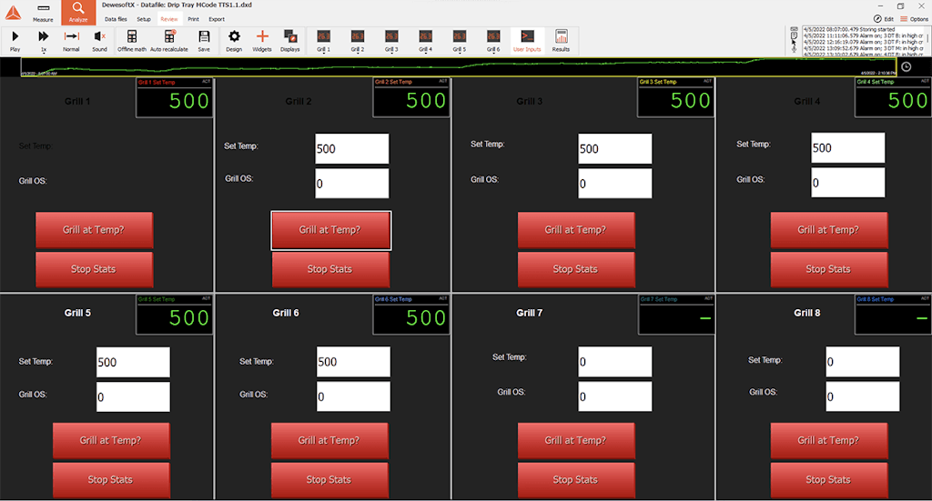 Figure 7. Custom display for entering all inputs and set-points in one place.