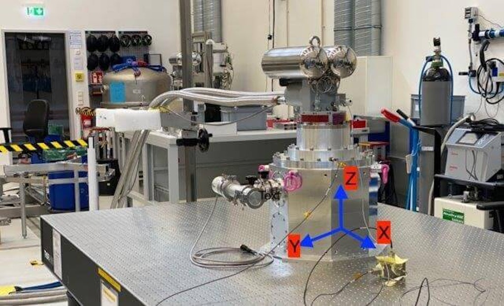 Figure 1. Measurements with the cryocooler on a rigid optical table.