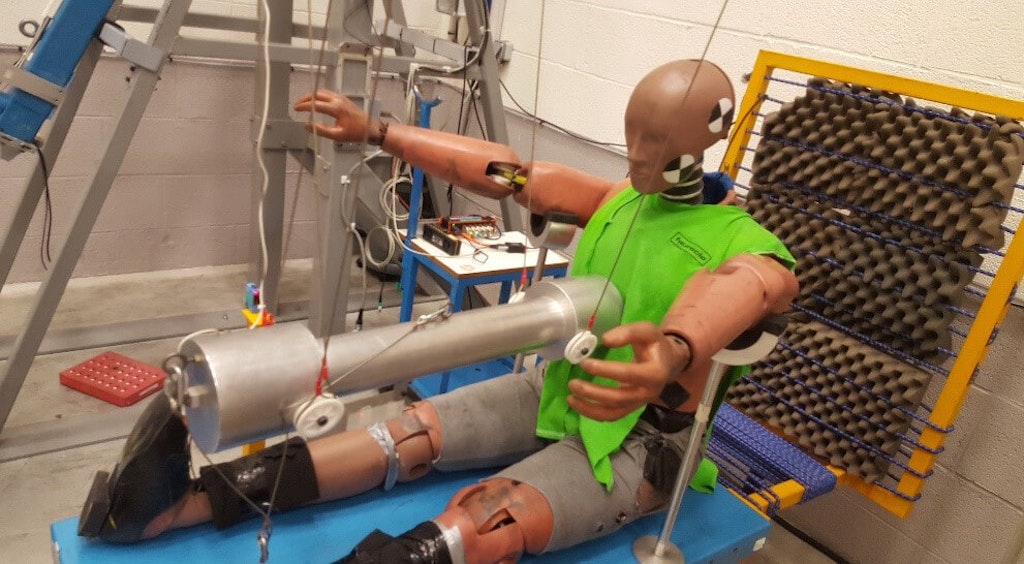 Figure 13. CED test center impact test - the Krypton module is on the table at the back.