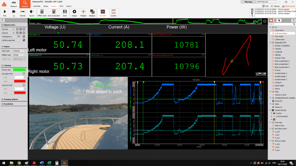 Figure 4. A webcam and an inertial sensor allow the creation of a measurement screen that is both comprehensive and clear.