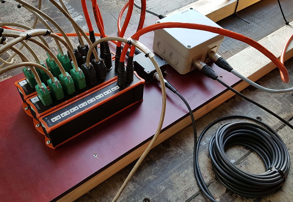 Figure 2. The test setup - daisy-chained Dewesoft KRYPTON DAQ units.