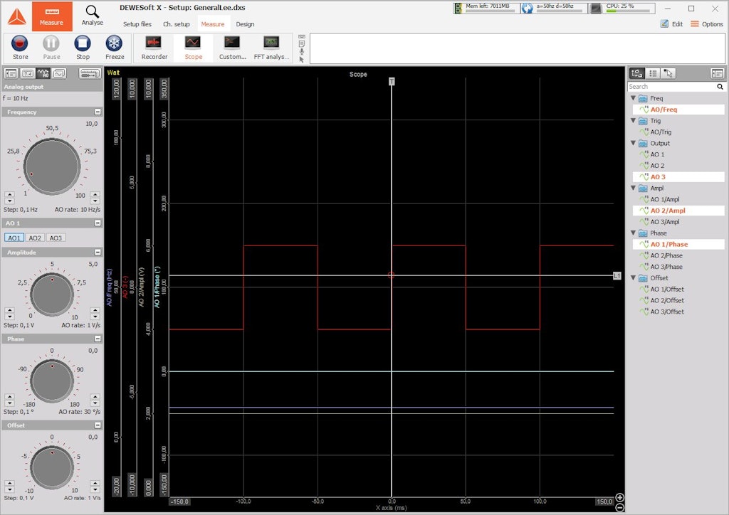 Dewesoft function generator UIX inside DewesoftX