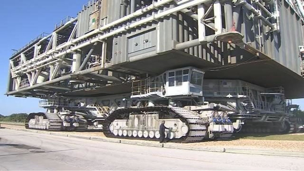 Figure 1. Each Crawler has eight tracks with each track having 57 shoes, and each shoe weighs 900 kg (1,984 lb.).