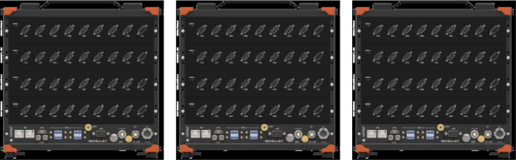 Dewesoft R4 DAQ systems each configured with 32 STG analog signal conditioners